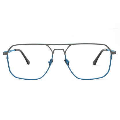 Mike | 80s Oversize Pilot Titanium Eyeglasses Frames for Men | Vintage Double Bridge Square Eyewear Two Tone