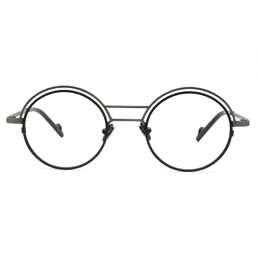 mens black double bridge spectacles titanium