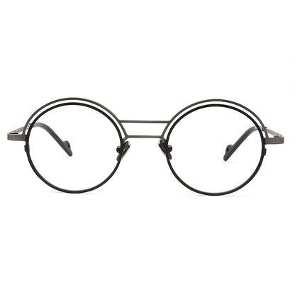 mens black double bridge spectacles titanium