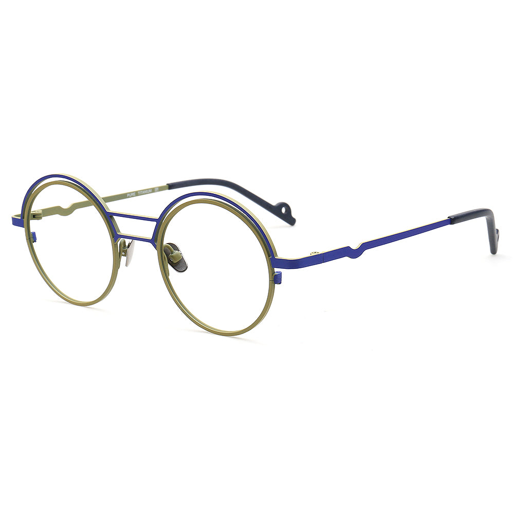 mens olive titanium round glasses frames