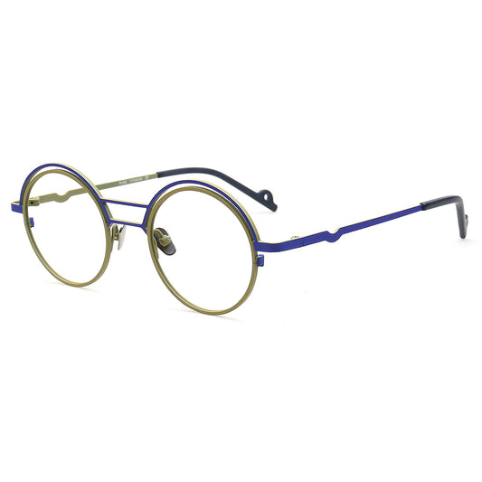 mens olive titanium round glasses frames