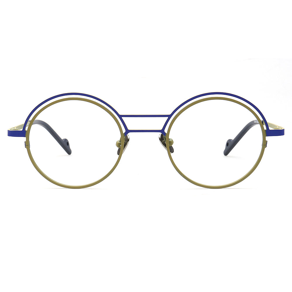 olive titanium round eyeglasses frames
