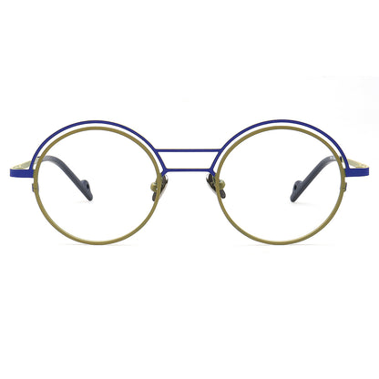 olive titanium round eyeglasses frames