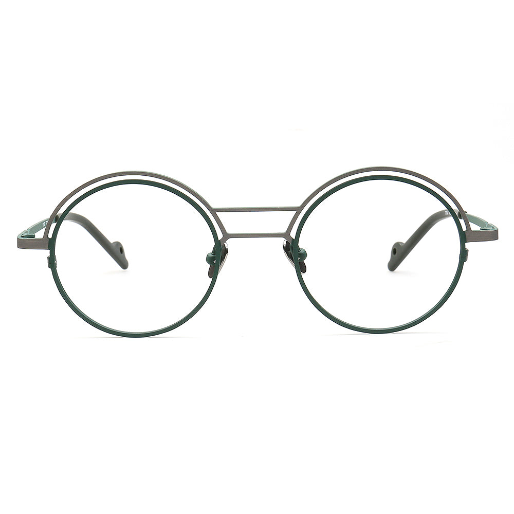 green round titanium glasses frames women