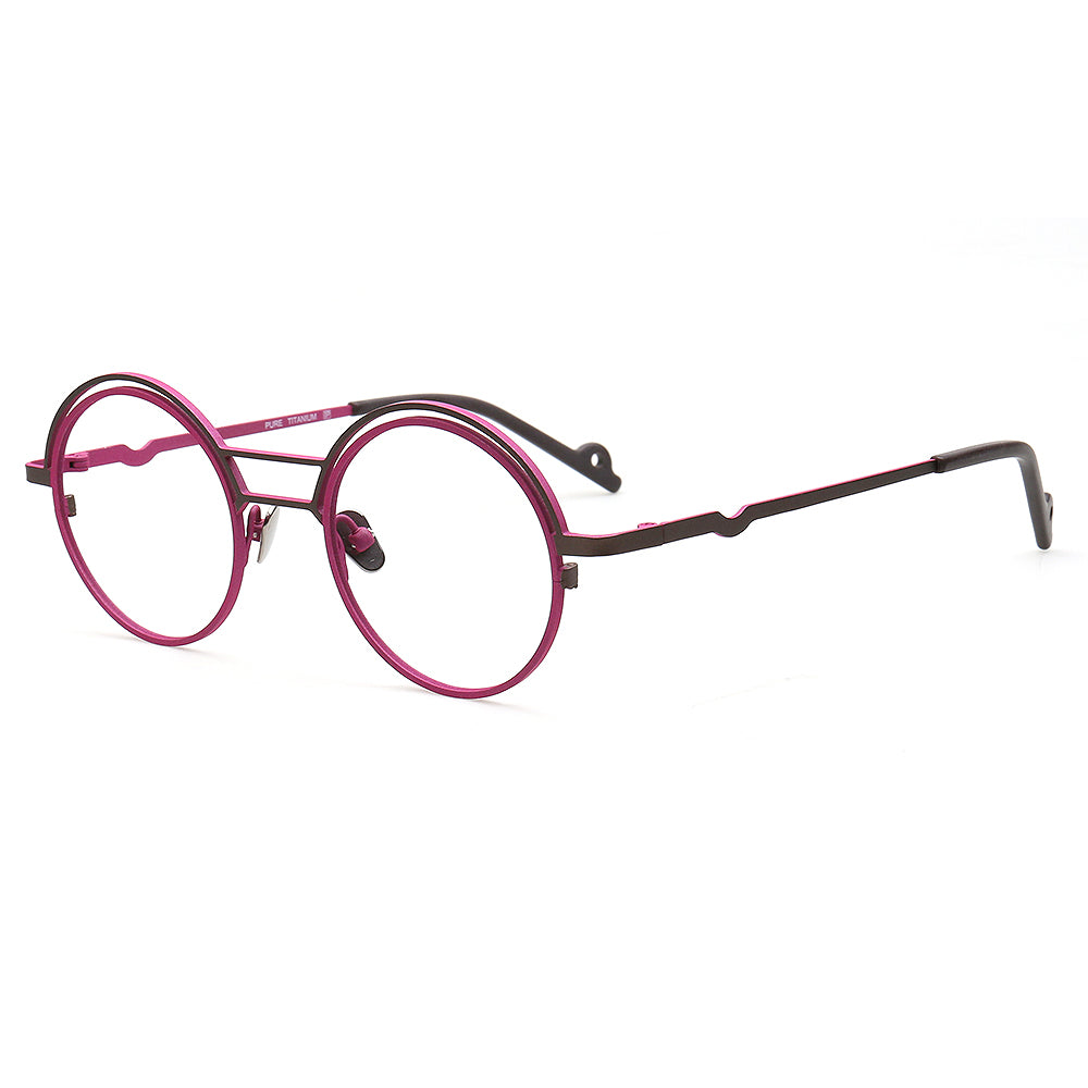 retro pink eyeglasses frames women titanium
