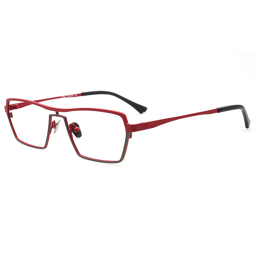 shield shape red titanium glasses frames