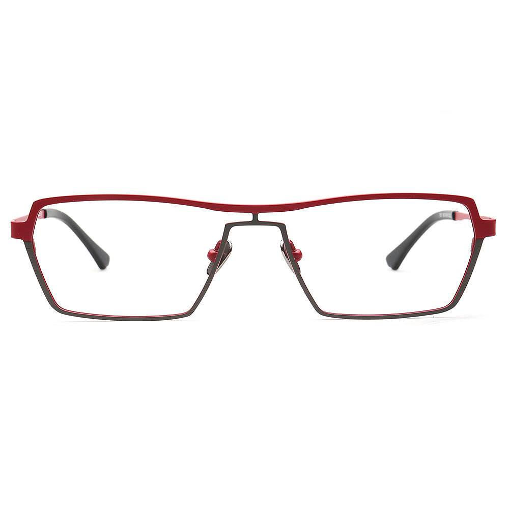red modern eyeglass frames titanium for men