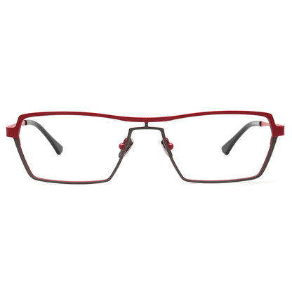 red modern eyeglass frames titanium for men
