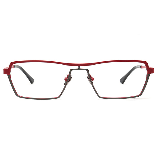 red modern eyeglass frames titanium for men