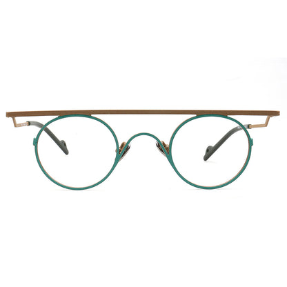 green geometric eyeglasses frames for men