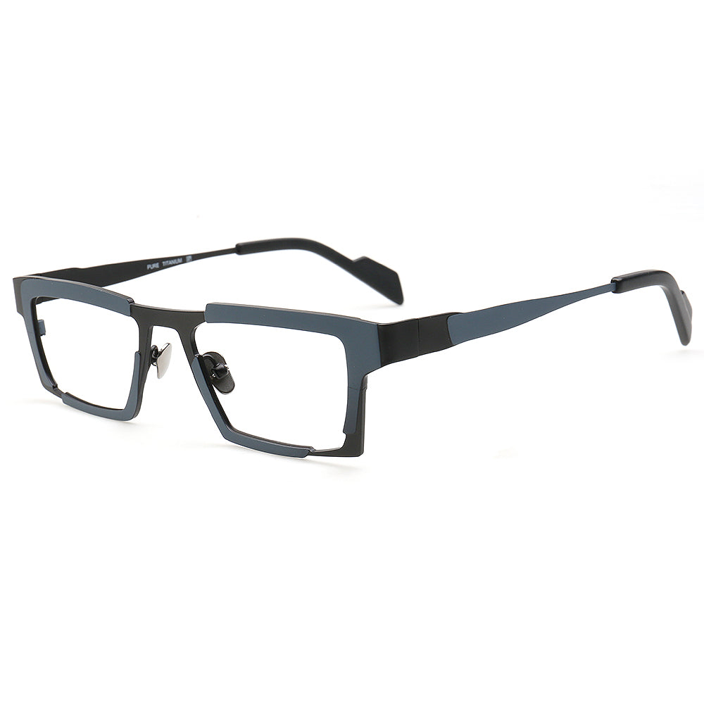 grey mens rectangle titanium eyeglasses frames 