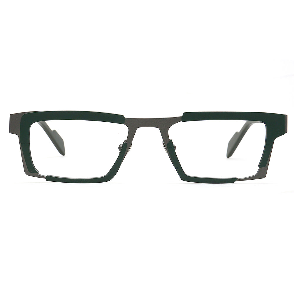 business green titanium eyeglass frames for men