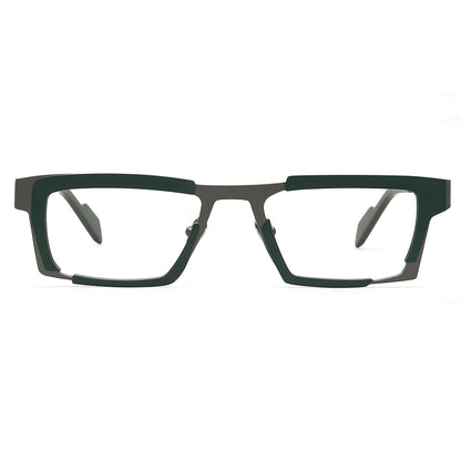 business green titanium eyeglass frames for men