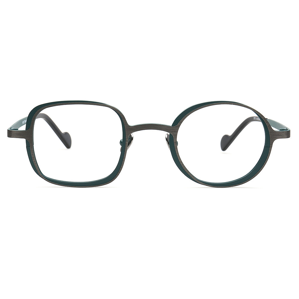 funny mismatch titanium eyeglass frames men green