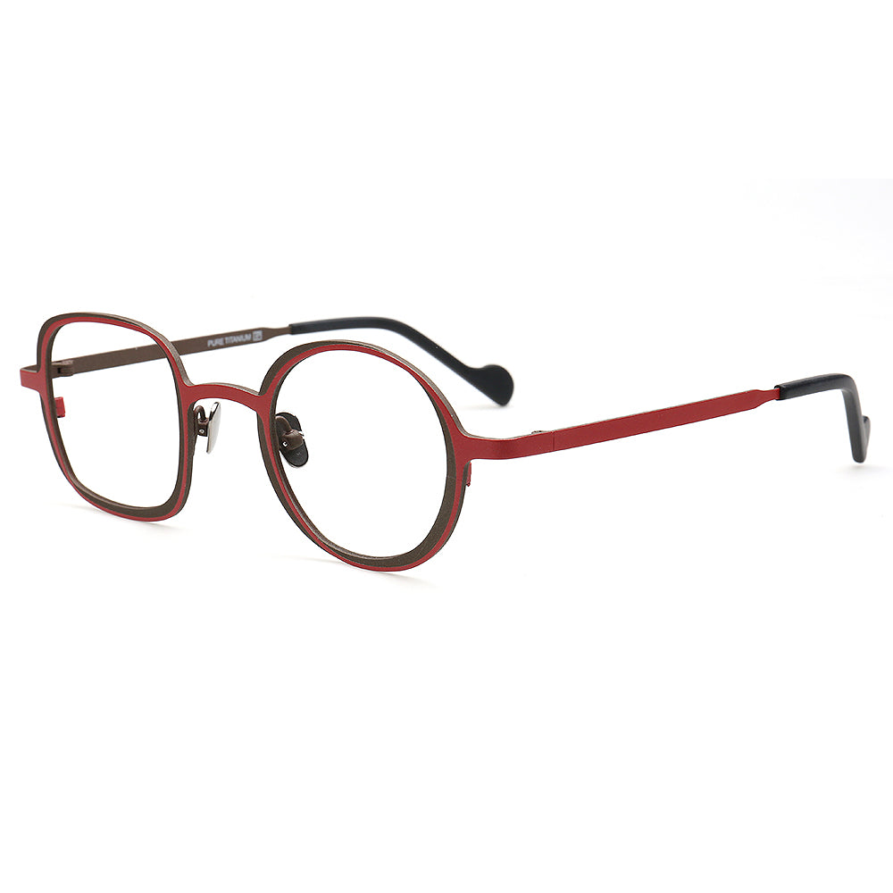 fashionable red mismatch spectacles titanium