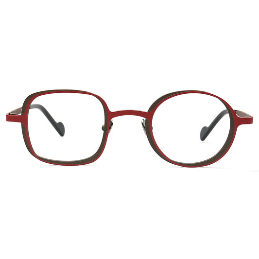 red mismatch glasses frames titanium women