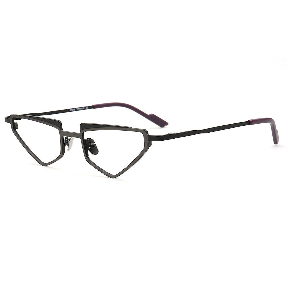 gunmetal geometric titanium eyeglass frames