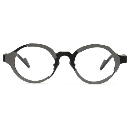 Skyler Funky Mens Titanium Round Eyeglasses Oddball Stylish