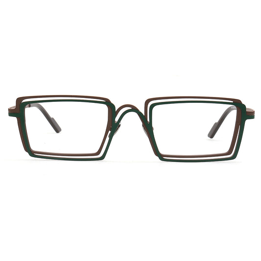brown green mens funny glasses frames titanium