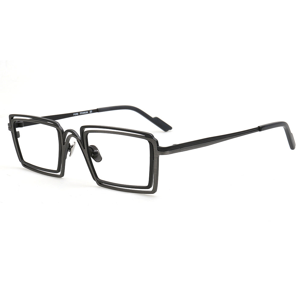funny double rim glasses frames titanium for men