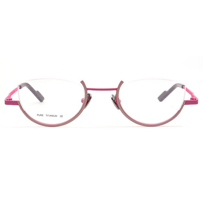 half rim pink cat eye titanium eyeglasses frames