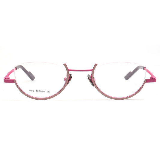 half rim pink cat eye titanium eyeglasses frames