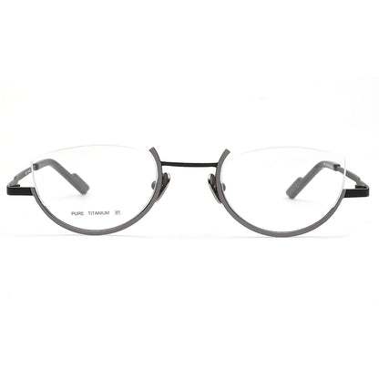 black geometric spectacles half rim