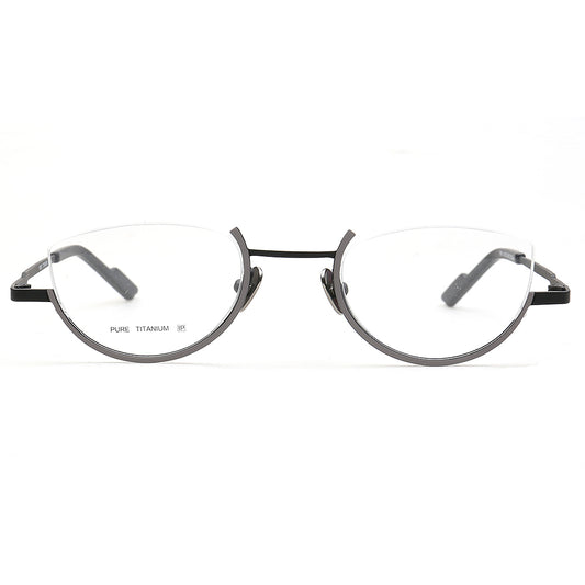 black geometric spectacles half rim
