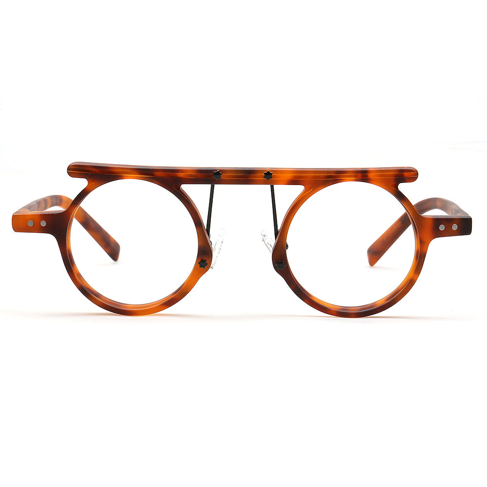 amber retro eyeglasses frames men round