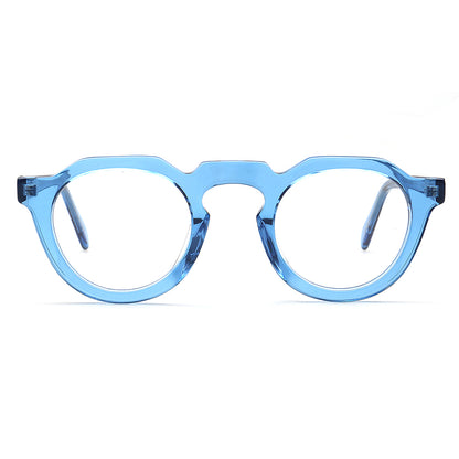 transparent blue round eyewear for women
