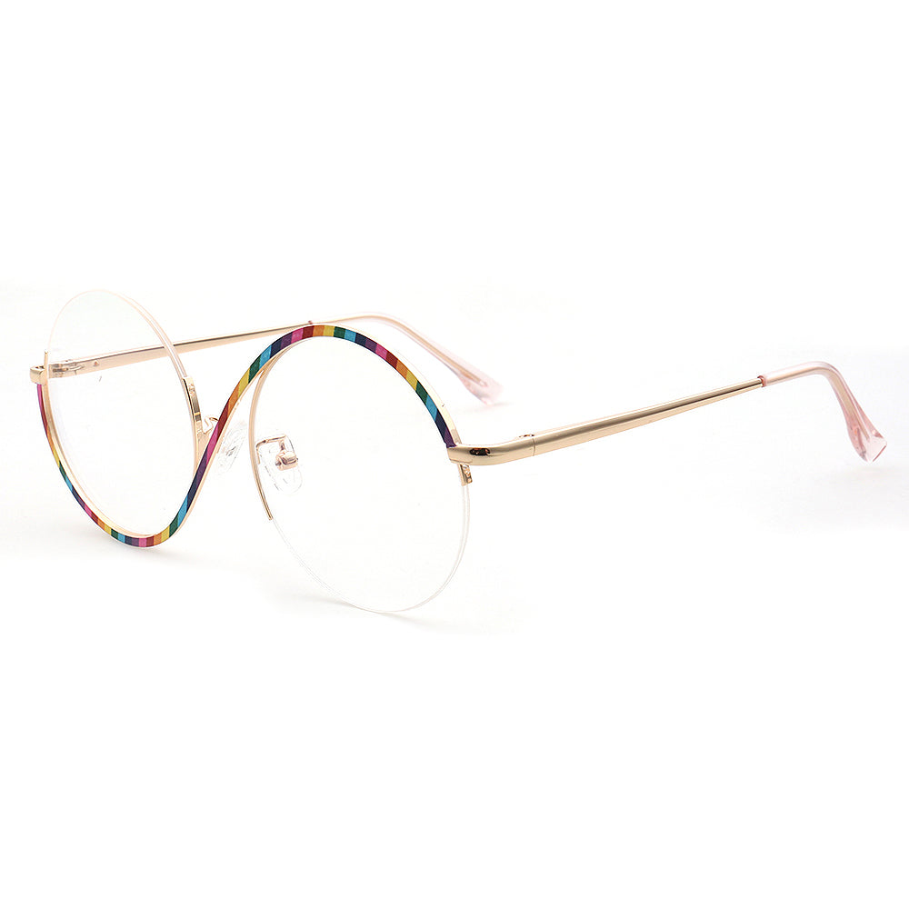 styllish rainbow round half rim spectacles