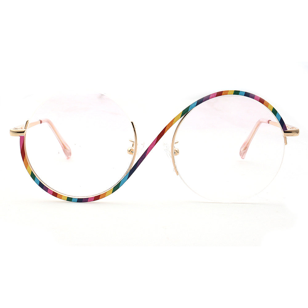 fashion half rim rainbow eyeglasses frames women