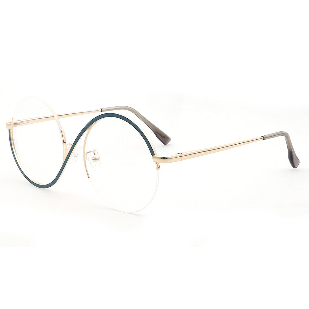 modern half rim green glasses frames for women