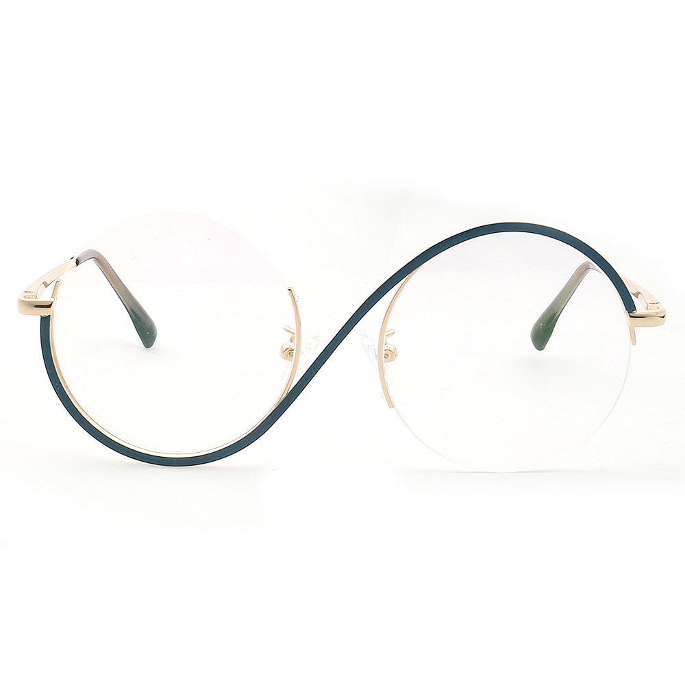 green round half rim eyeglass frames for women