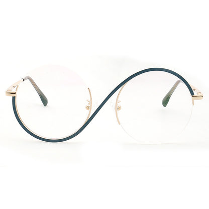green round half rim eyeglass frames for women