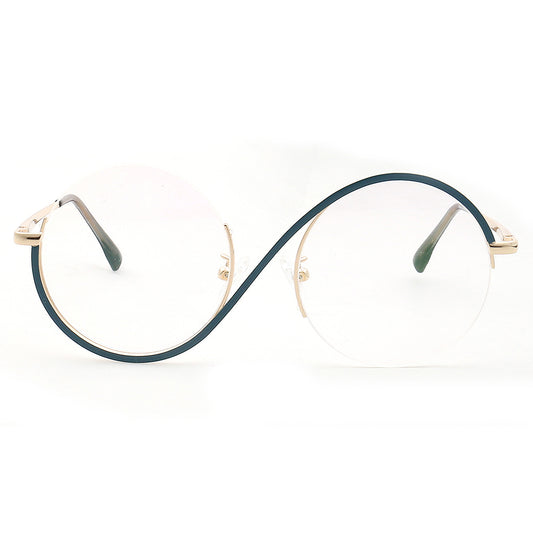 green round half rim eyeglass frames for women