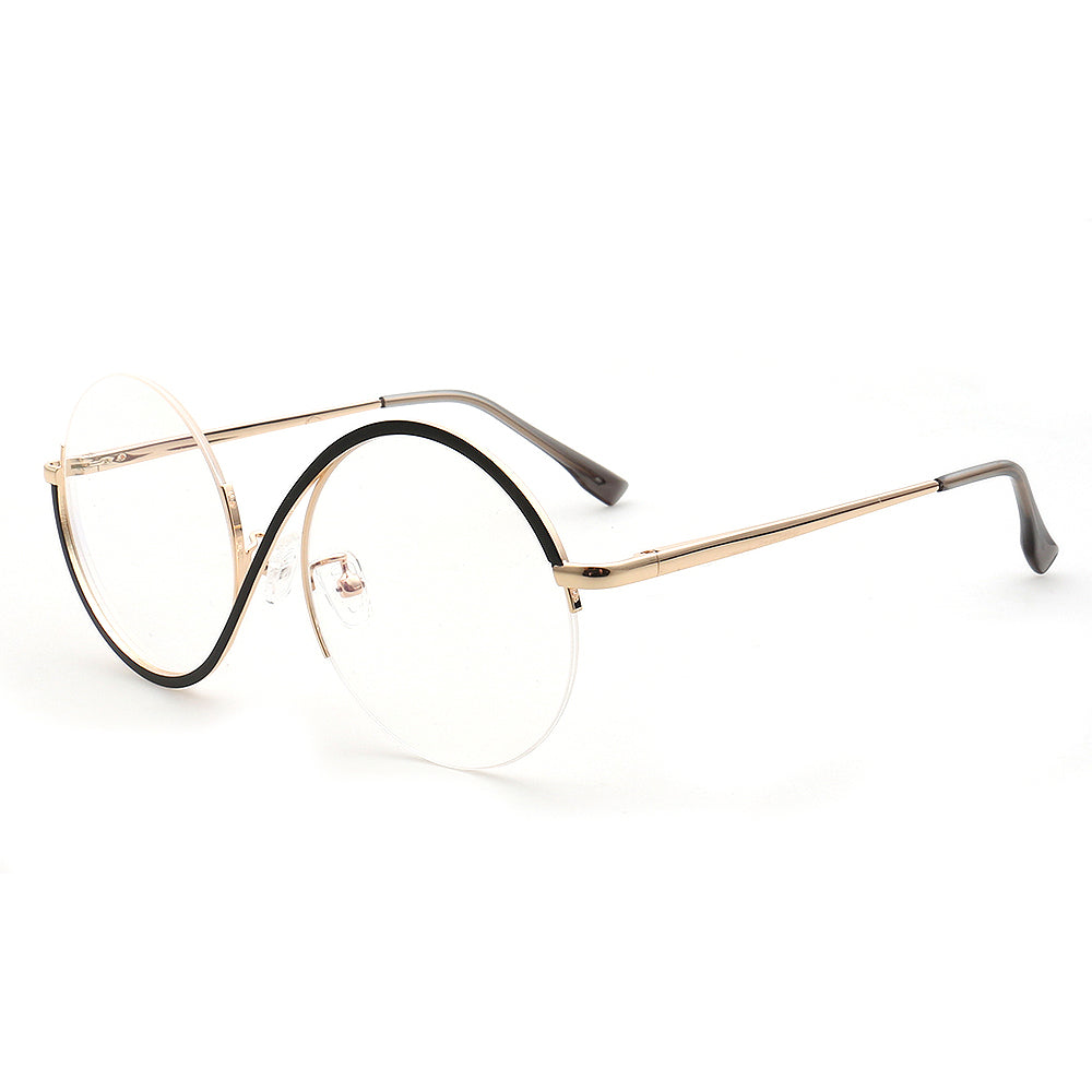round black half rim eyeglass frames for women