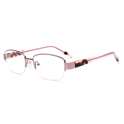 rectangle pink semi rimless glasses frames for women