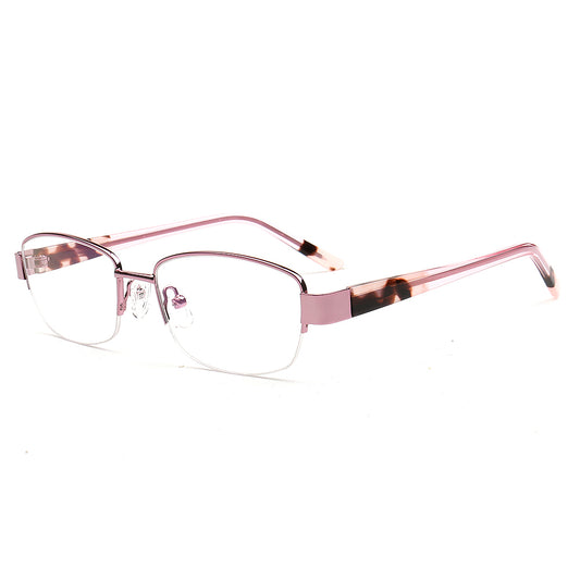 rectangle pink semi rimless glasses frames for women