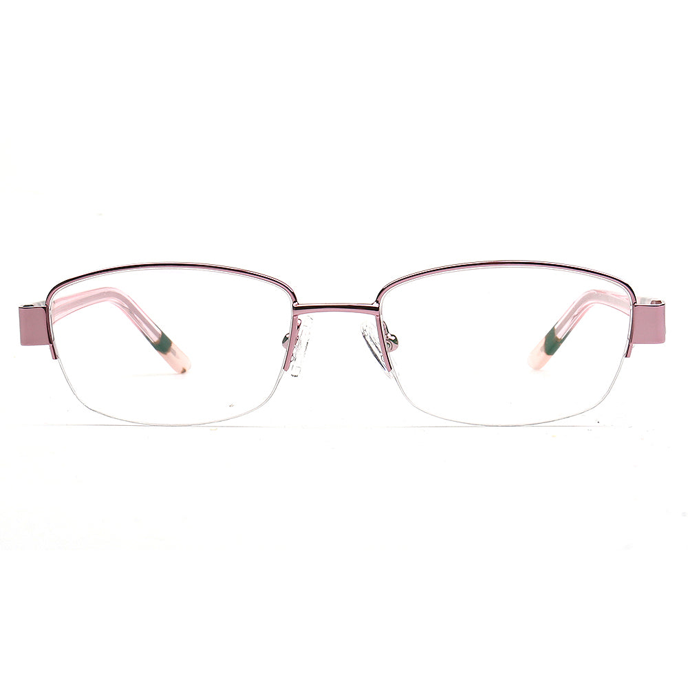 pink half rim eyeglass frames for women
