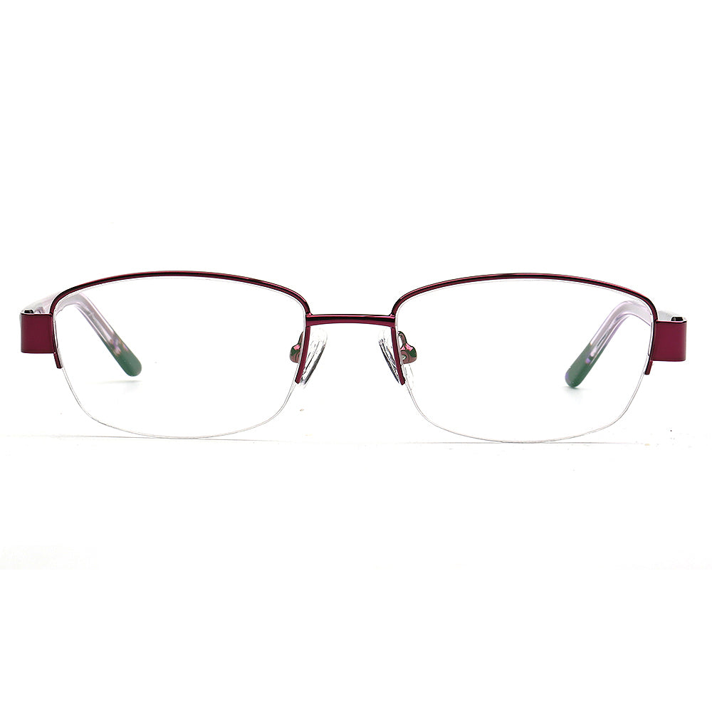 purple half rim eyewear for women rectangle 