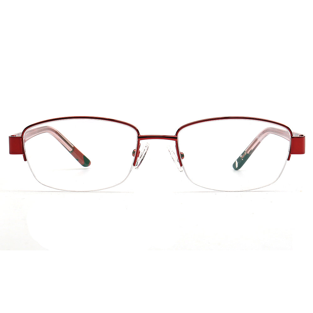 red metal half rim glasses frames