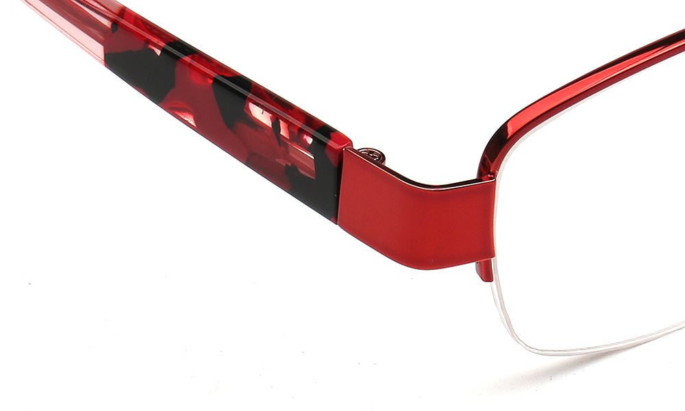 red tortoise temple of half rim eyewear for women