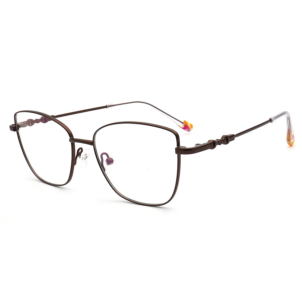 brown cat eye glasses frames metal bendable
