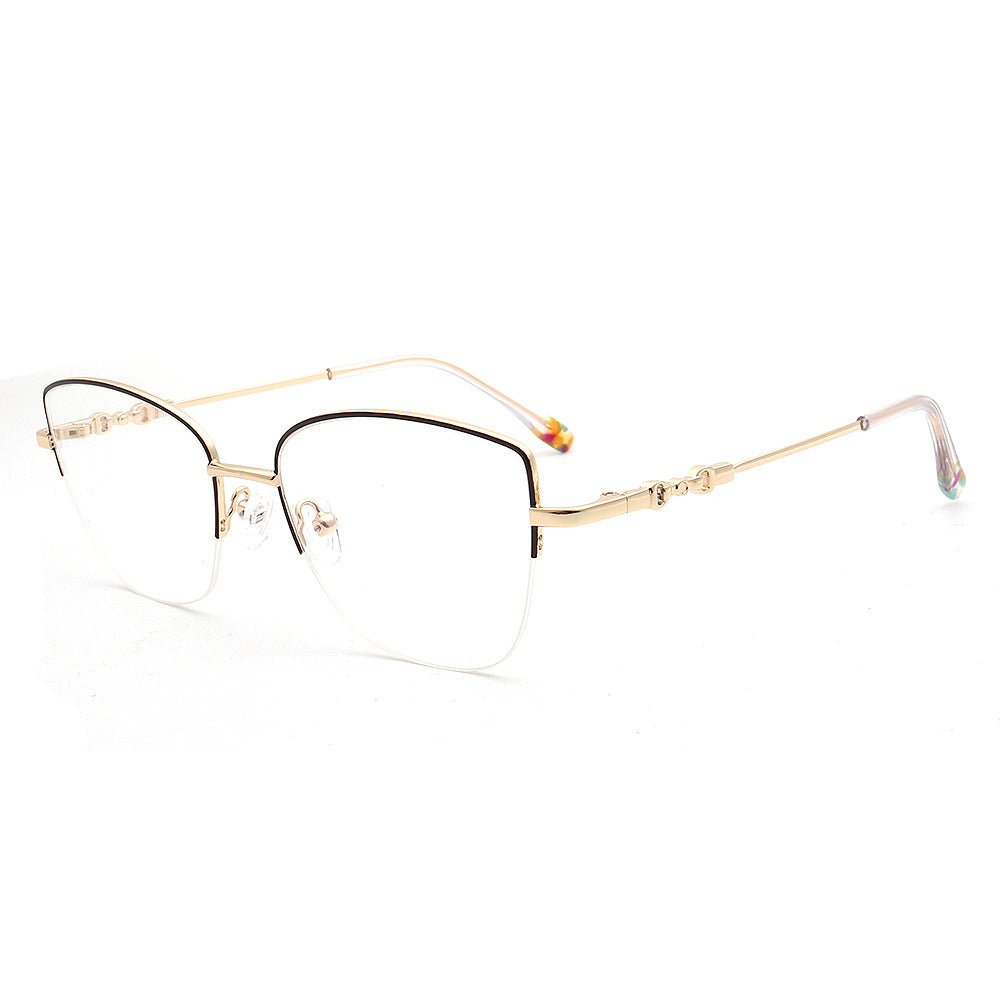 eye goggles frame Lucy | Womens Flexible Memory Metal Half Rim Eyeglasses