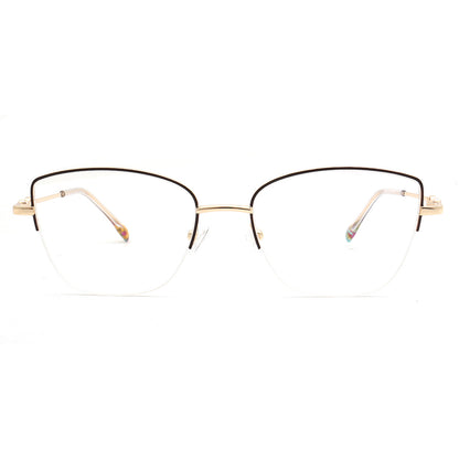 semi rimless gold women cat eye spectacles