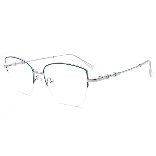 half rim cat eye women bendable metal eyewear frames