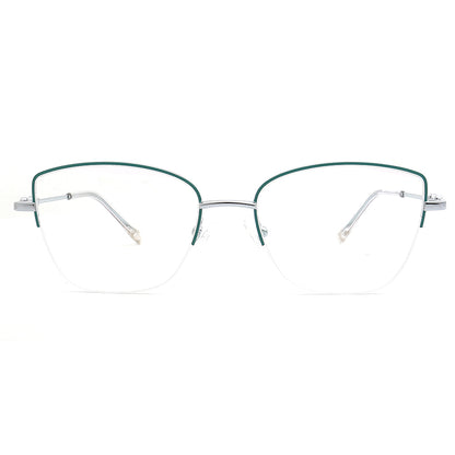 half rim cat eye womens silver eyeglasses frames