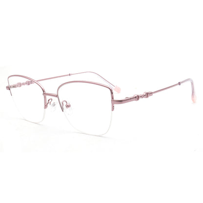 pink semi rimless cat eye glasses frames for women