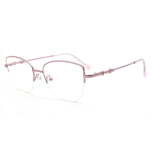 pink semi rimless cat eye glasses frames for women